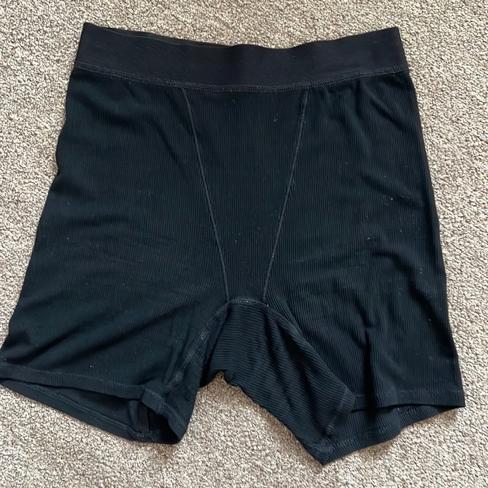 SKIMS Black Ribbed Boyshort Panties